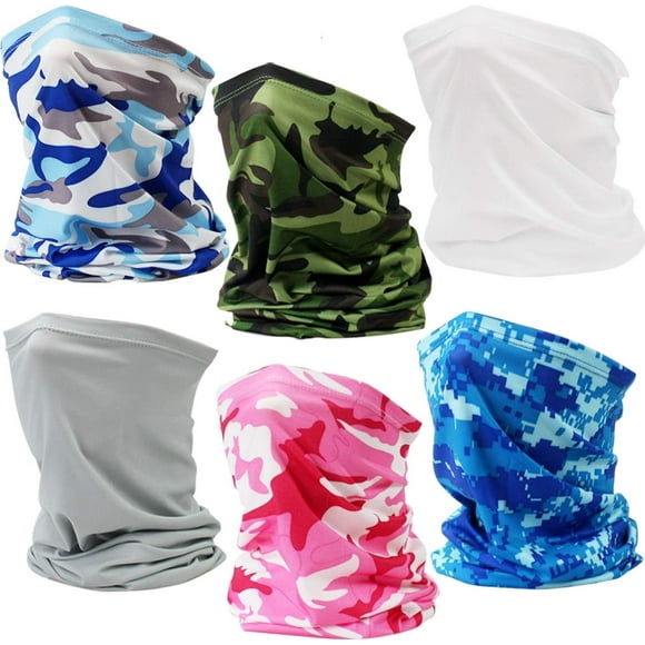 Qucyy Clothing Neck Gaiter Cover, UV Protection, Non Slip Light Breathable for Sun Wind Dust Bandana Balaclava 6pcs(camouflage+solid)-2