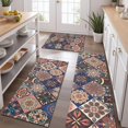 thumbnail image 2 of Multicolor Ethnic Geometric Pattern Kitchen Rugs Sets Of 3,Kitchen Runner Rugs Non Skid Washable,Decorative Kitchen Floor Mats for Kitchen,Sink,Laundry,17"x30"+ 17"x47" + 17"x59", 2 of 6