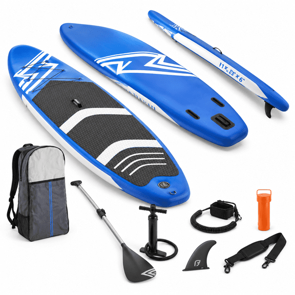 Blue 11' Stand Up Paddle Board with Yoga, Wide Stance, Non-slip Deck, Accessories and Carry Bag