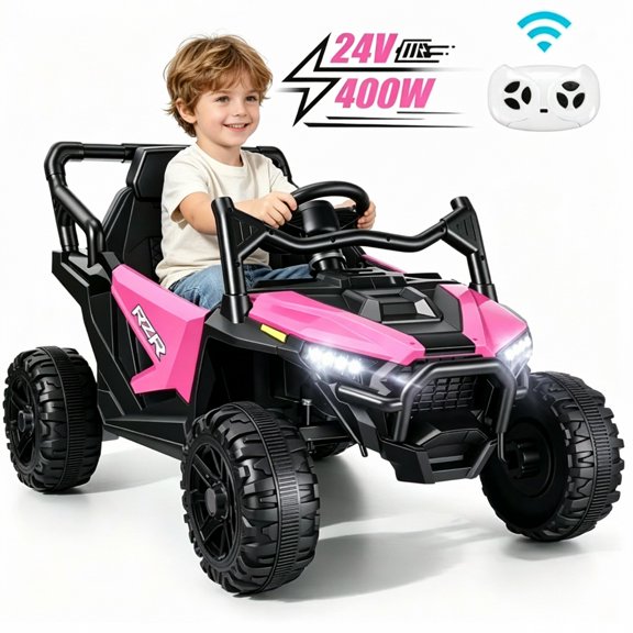 Farmdex 24 Volt Ride on Car UTV, 400W Ride on Toy Car with Remote Control, Electric Car for Boys Girls, Knob Volume Control, LED Lights, Bluetooth
