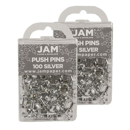jam paper silver push pins 100 per box pack of 2 walmart com