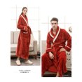 thumbnail image 2 of Couple Flanelle Robe de Chambre avec Ceinture, Hommes Femmes Manches Longues Épaisse Robe de Bain avec Poche pour l'Hiver, 2 of 6