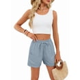 thumbnail image 2 of Women'S Shorts Casual Summer Shorts High Waisted Comfy Pull on Shorts with Pockets Blue M, 2 of 9