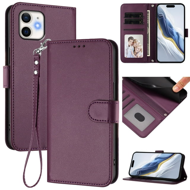Funda Cartera GANGXUN para iPhone 12/12 Pro – Cierre Magnético, Protección RFID, Correa Desmontable, Compatible con Carga Inalámbrica