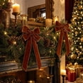thumbnail image 6 of AZXY Long Tail Velvet Bow Christmas Ornament 2PCS, Brown Fabric Bowknot Embellishment, Indoor Christmas Decorations, Soft Wreath Tree Hanging Decor for Mantel Gift Chair, 6 of 7