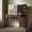 Dark Walnut, variant on KeyWhat 48" Fluted Vanity Desk with 36" Mirror and Lights, Modern Makeup Table with 5 Drawers, Charging Station, Adjustable Shelves - Dark Gray