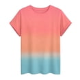 thumbnail image 6 of Wang6 Womens Plus Size Short Sleeve T Shirts Causal Loose Fit Gradient Printed Summer Tops Trendy Crew Neck Tees Shirts Pink S, 6 of 6