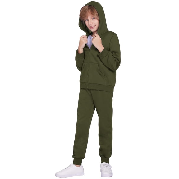 Boyoo Boys' 2 Piece Athletic Tracksuit Jogging Sets Outfit Sweatsuit Zip Up Hoodie and Active Pants for Kids 5-14 Years