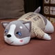 thumbnail image 3 of Muñeco de peluche de Husky de 80cm/100cm, ropa a rayas, juguete de peluche suave de Husky tumbado, animales de perro gris/Negro, regalo de cumpleaños para niños, 3 of 5