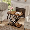 thumbnail image 3 of Side Table, 2-Tier Narrow End Table for Living Room, Industrial Nightstand with Metal Frame, Small Bedside Tables for Bedroom, Sofa Couch, Small Spaces, Rustic Brown, 3 of 8