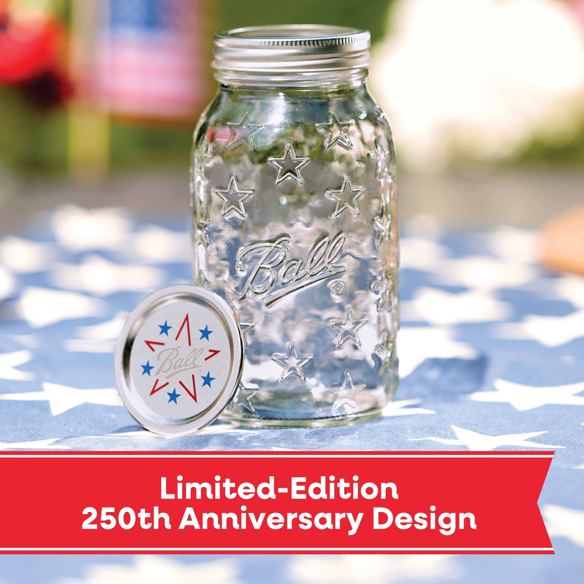 Limited Edition Ball Americana Quart Mason Jar, 32 oz. Regular Mouth Glass Jars, Quart Size Mason Canning Jars, 4 Pack