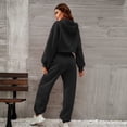 thumbnail image 6 of DailyTrove Women's Long Sleeve Crew Neck Tracksuit - Solid Color, Slim Fit, Spring & Street Wear,Black, 6 of 6