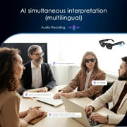 نظارات بلاك فيو الذكية بالذكاء الاصطناعي مع كاميرا، نظارات تسجيل صور/فيديو عالية الدقة 1080 بكسل، ترجمة في الوقت الفعلي، مساعد صوتي بالذكاء الاصطناعي، دردشة مجانية Gpt، عدسات نظارات شمسية مستقطبة للرجال/النساء