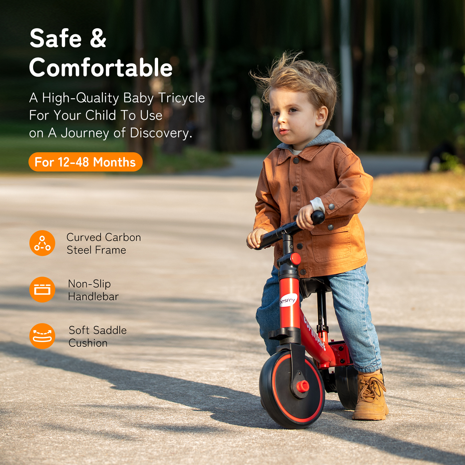Besrey 5-in-1 Toddler Tricycle, Ages 1-5 Years photo 4