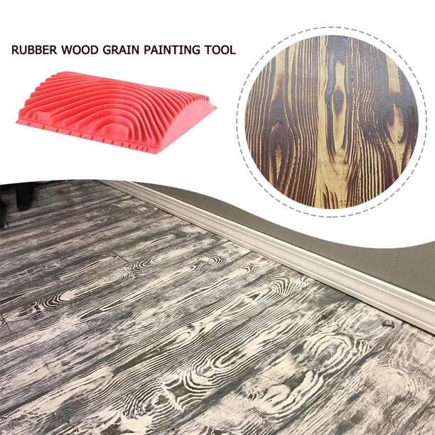 2 Uds Caucho Rojo Grano De Madera Patrón De Granulado Pintura De Pared Diy Herramienta De Pintura