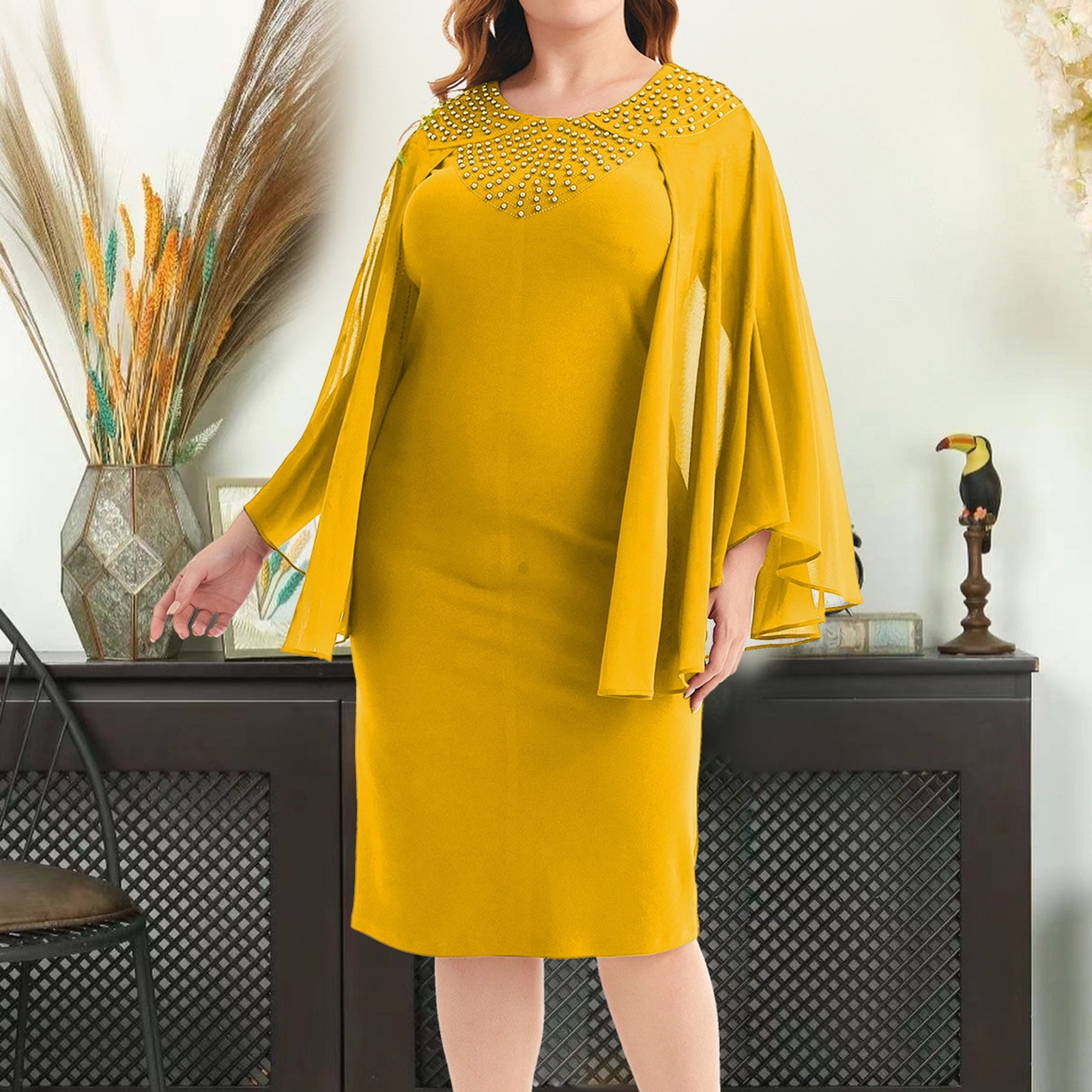 Mac Duggal Plus Size Cape Sleeve V-Neck Ombre Chiffon Gown | Dillard's