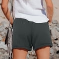 thumbnail image 5 of Cotton Bermuda Shorts for Women Plus Size High-Waisted Relaxed Fit Elastic Waist Drawstring Summer Beach Solid Color Shorts with Pockets Dark Gray M, 5 of 5