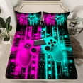 thumbnail image 2 of Feelyou Futuristic Game Controller Bed Sheets, Neon Glowing Abstract King Sheets, Cartoon Gamepad Gaming Sheet Set, Ultra Soft Bedroom Decor, 4pcs, 2 of 7