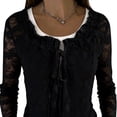 thumbnail image 3 of Bixock Summer Women's Tops,Long Sleeve Shirts for Women,Blouse for Women Solid Color Crew Neck Long Sleeve Back Lace Pullover Tops, 3 of 5