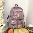 thumbnail image 2 of AMERTEER Women Preppy Style Patchwork Clear Backapck Student Large Rucksack (Purple), 2 of 6