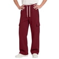 thumbnail image 2 of Boy's Loose Wide Leg Cargo Sweatpants Solid Color Drawstring Pants Elastic Waisted Casual Comfortable Pants with Zip Pocket 5-14 Years, 2 of 7