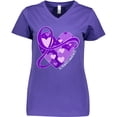 thumbnail image 3 of Inktastic Alzheimers Awareness Purple Ribbon Around Heart Women's V-Neck T-Shirt, 3 of 5