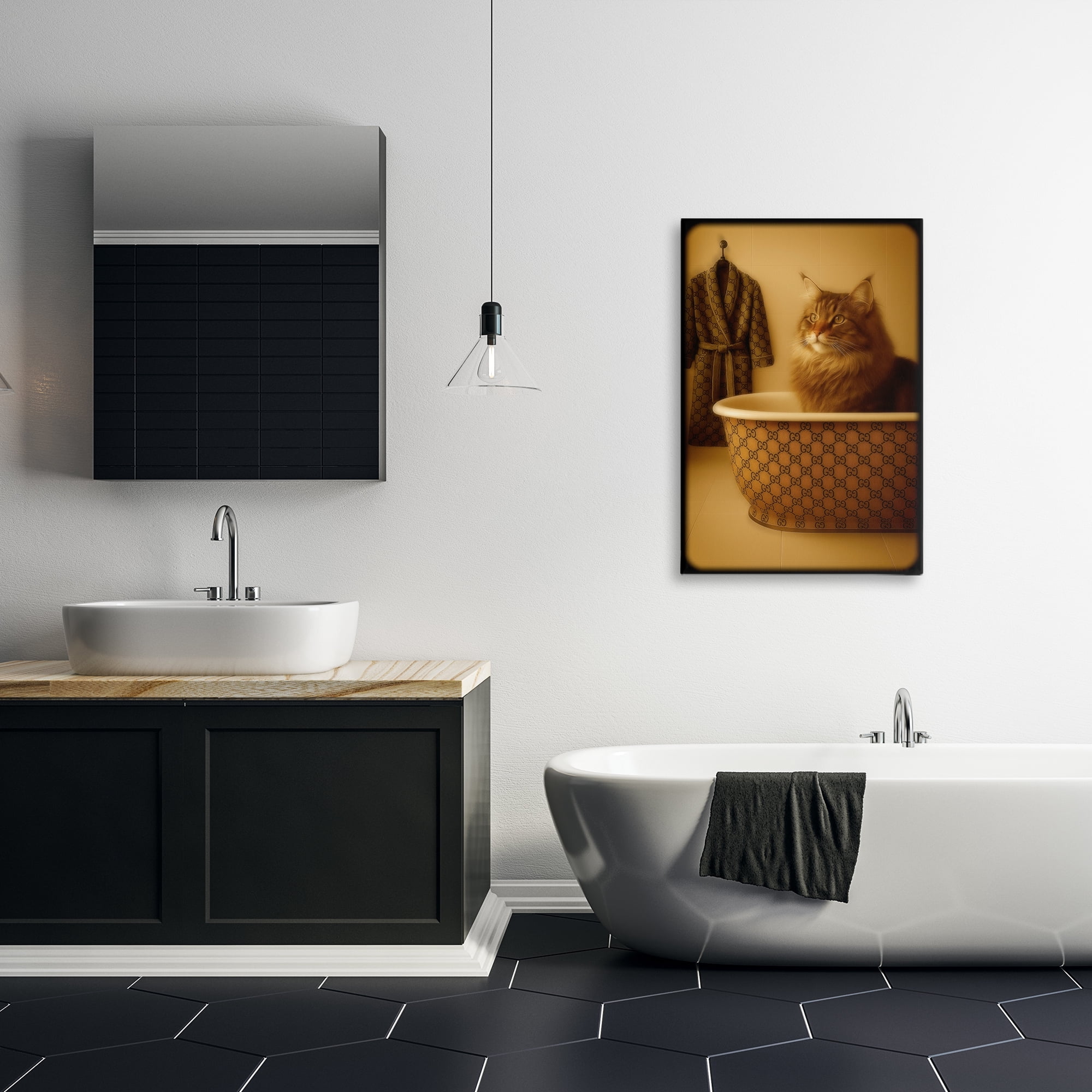 Stupell Industries Couture Main Coon in Luxury Tub Canvas Wall Art, design by Grotto Studios