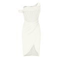 thumbnail image 4 of Femmes Été Minces Robes Fendues une Épaule Sans Manches Robe Épissage Asymétrique Robes de Retour, 4 of 8