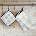 thumbnail image 4 of Cute Easter Bunny Oven Mitts and Pot Holders Set of 2, Rabbit Check Heat Resistant Oven Mitts Kitchen Oven Glove for Cooking, Baking, 4 of 6