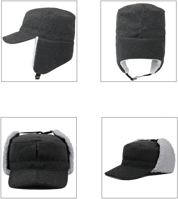 CoCoMangos Mens Warm Sherpa Fleece Trapper Hat Earflaps Winter Hat with Visor Military Cap Army Cadet Cap Hunting Ski Hat