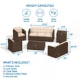 thumbnail image 2 of Hearth & Harbor 6-Piece Outdoor Patio Furniture Set with Storage Table, Wicker Patio Conversation Set Brown/Beige, 2 of 6