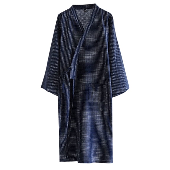 TBWNWG Japanese Kimono Robe for Men Jacquard Striped Lace Design Lightweight Loungewear for All Seasons Comfort,Sizes M
