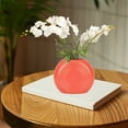 thumbnail image 1 of Jarrón de plástico con flores de barriga grande Jarrón azul naranja 6,3 x 5,2 in • Centro decorativo para la mesa • Recipiente seco y húmedo para arreglos florales Adorno para decoración del hogar, 1 of 6