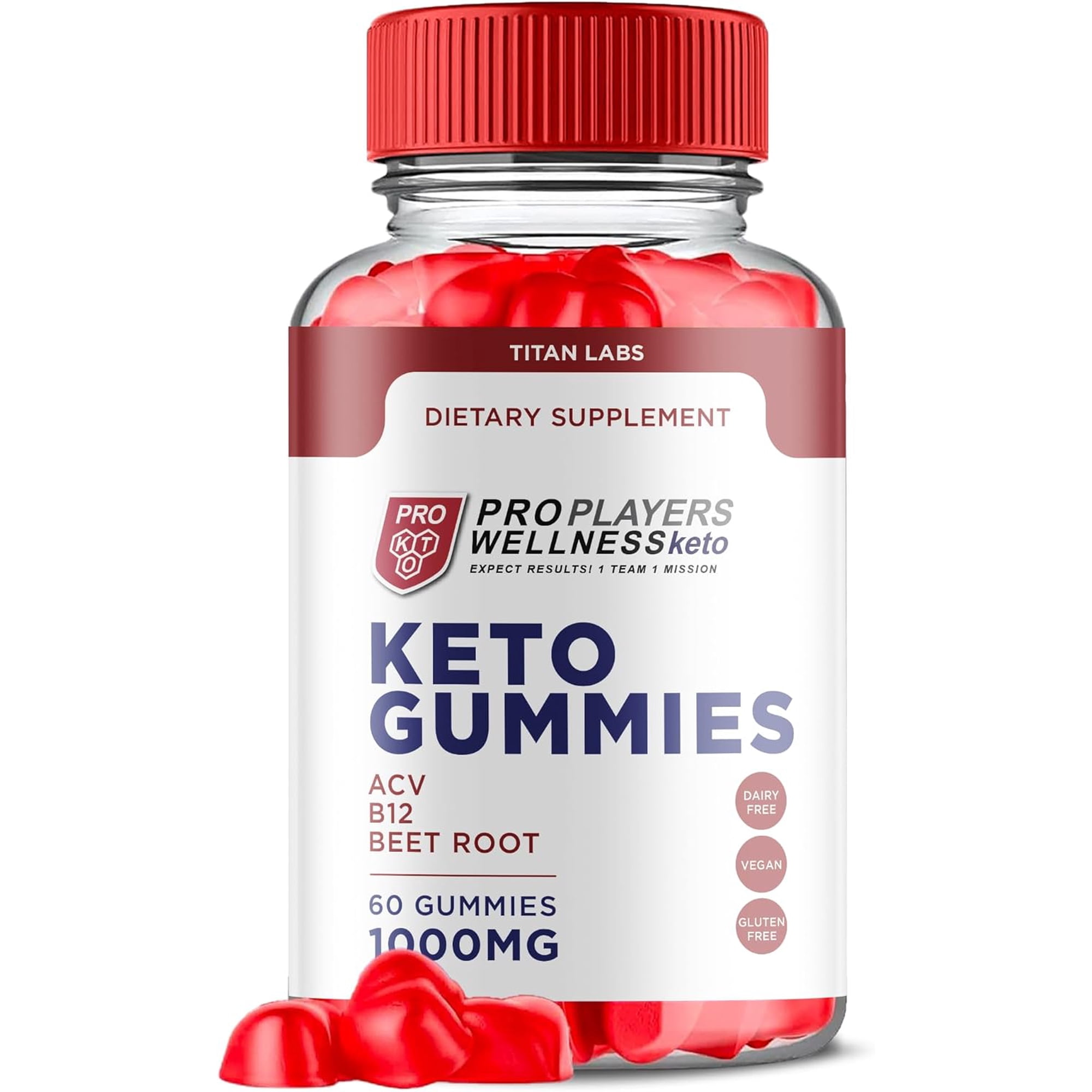 (1 Pack) Pro Players Wellness Keto ACV Gummies - Apple Cider Vinegar Supplement for Weight Loss - Energy & Focus Boosting Dietary Supplements for Weight Management & Metabolism - 60 Gummies
