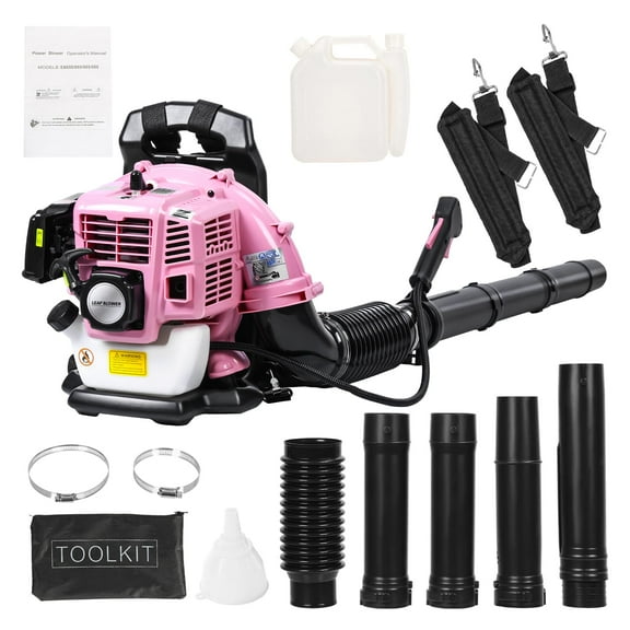 WETS Gas Leaf Blower, 52CC 550CFM 1.7HP 2 Stroke Gas Blower, 18Lbs Ultra Light Pink Backpack Leaf Blower for Elderly and Women, Leaf Blower Gas, Gas Blowers for Lawn Care, Garden