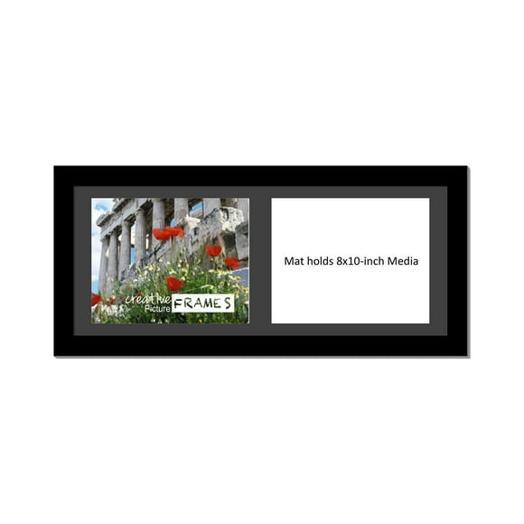CreativePF [1024bk] Cadre Photo Noir avec Passe-Partout Noir/noyau Blanc pour Contenir des Médias de 8x10 Pouces, Comprend des Crochets en Dents de Scie Installés