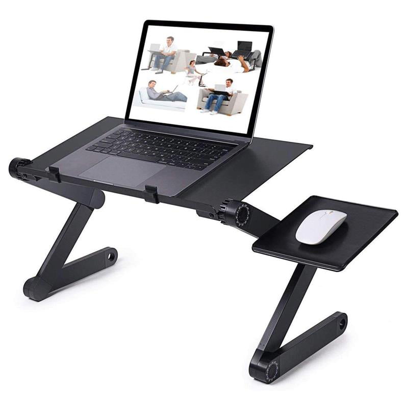 NEW BLACK WOODEN LAPTOP COMPUTER FOLDING TABLE DESK STAND BED ADJUSTABLE TRAY 