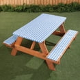 Deluxe Camping Picnic Table Cover & Cushions Set Vinyl Gingham