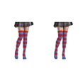 thumbnail image 1 of Qarigey Paquete de 2 calcetines a rayas de talla grande hasta el muslo, elasticidad, transpirabilidad, moda única, calcetines sin manguera, rojo azul a rayas 2piezas, 1 of 6