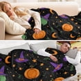 thumbnail image 5 of 70x55 Inches Glow in The Dark Blanket Cozy Throw Camping Blankets for Home and Outdoor Use Purple and Orange Halloween Icons, 5 of 8