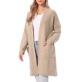 thumbnail image 4 of INSPIRE CHIC Long Cardigan Sweater for Women's Open Front Long Sleeve Casual Knit Cardigans Duster with Pockets S Brown, 4 of 6