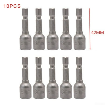 

JSSH 10pcs HEX SOCKET DRIVER MAGNETIC NUT IMPACT DRILL BIT 8MM NUTS POWER TOOLS BITS