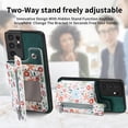 thumbnail image 6 of Allytech Galaxy S21 Ultra Case with Zipper Pocket & Cards Holder, Floral Slim Wallet Case for Girls Women Shockproof Stand Compatible with Car Mount Phone Case for Samsung Galaxy S21 Ultra -Green, 6 of 9