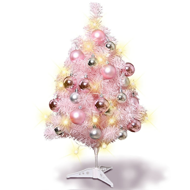 Ikohbadg Small Pink Christmas Tree 24 Inch Tabletop Mini