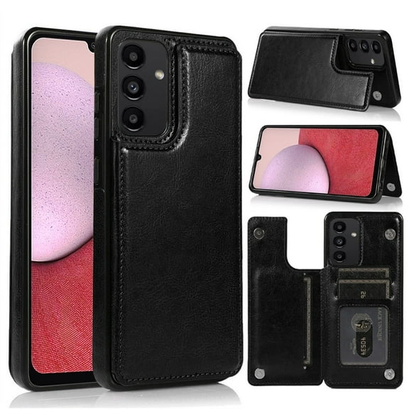 For Samsung Galaxy A14 5G Leather [Two Magnetic Clasp] [Card Slots] Stand Function Durable Back Storage Wallet Flip Cover ,Xpm Phone Case [ Black ]