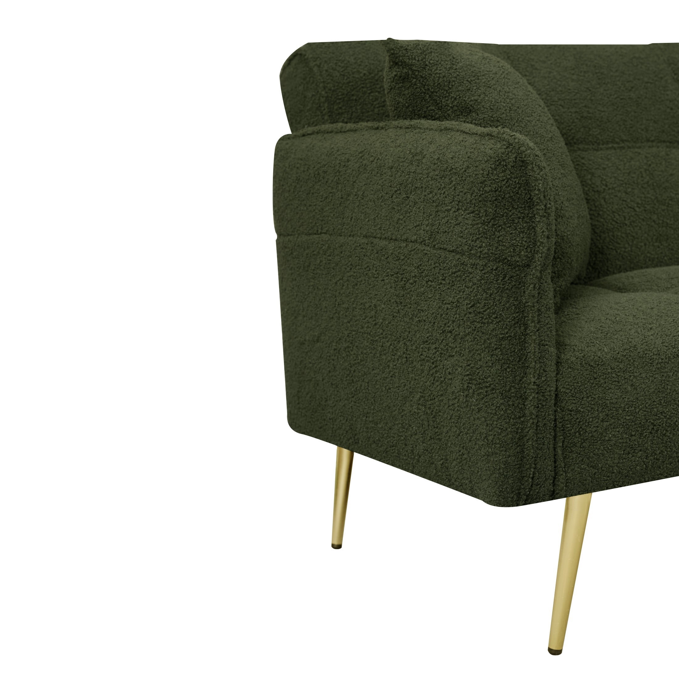 Aukfa 79" Teddy Fleece Convertible Futon Sofa Bed, 3-Position Adjustable Armrests, 2 Pillows, Green