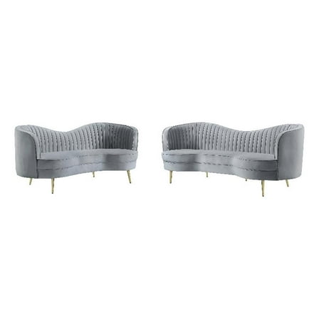 Coaster Company 2 Piece Glam Velvet Sofa And Loveseat Set Gray