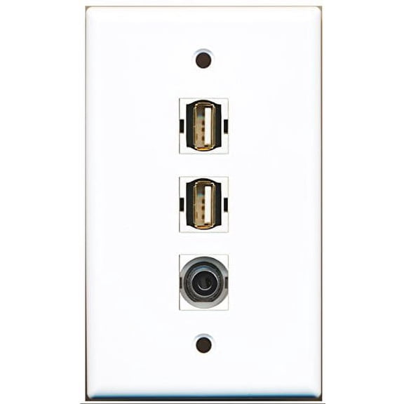 RiteAV - 2 Port USB A-A and 1 Port 3.5mm Wall Plate