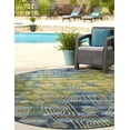 thumbnail image 4 of Unique Loom Outdoor Modern Collection Area Rug - Vortex (8' Round Blue/Beige), 4 of 8