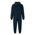 thumbnail image 4 of FINALGANG Boys Girls Plush Onesie Warm Solid Color Long Sleeve Hooded Zip Up Fuzzy Jumpsuit With Pockets Child Comfort Casual Daily Party Photoshoot One-Pieces,Navy,8Y, 4 of 5
